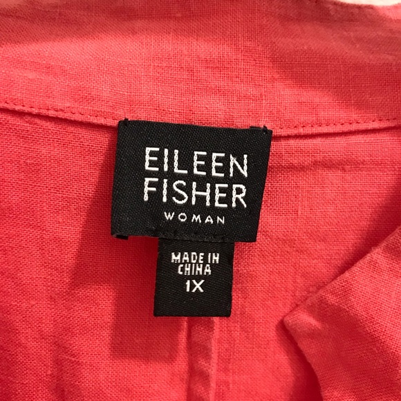 Eileen Fisher Linen Button Down Shirt 1X pink - Picture 9 of 10